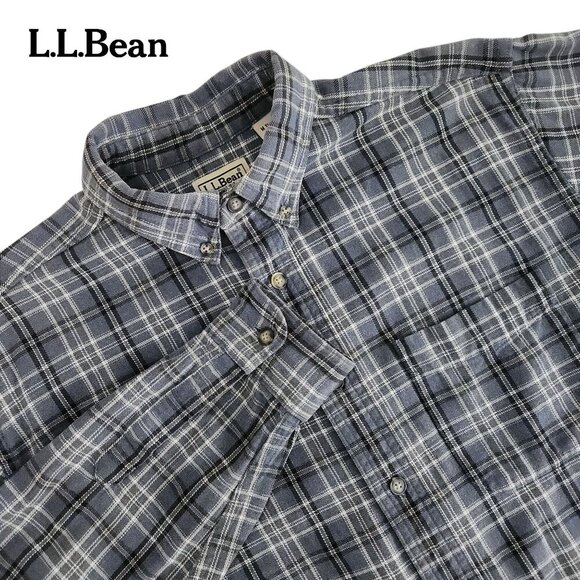 LL BEAN Vintage Made in Canada Flannel Shirt – Men’s M Tall – Blue Plaid, Herita - Picture 2 of 11